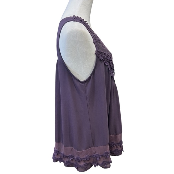 Entro Purple Lace Embriodered Sleeveless Tunic Top or Dress (M) EUC - Picture 3 of 6